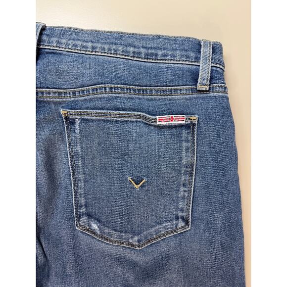 Hudson Natalie Mid-Rise Slim Boyfriend Jean 30 Medium Wash Cuffed Crop Stretch - Picture 14 of 15
